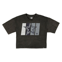 Dallas Cowboys New Era Women's Boxy Cropped Sport Night Mineral Wash T-Shirt Black - NFL