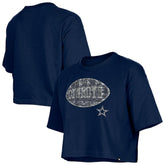 Dallas Cowboys New Era Girl's Flip Sequin Boxy T-Shirt Navy - NFL