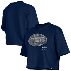 Dallas Cowboys New Era Girl's Flip Sequin Boxy T-Shirt Navy - NFL