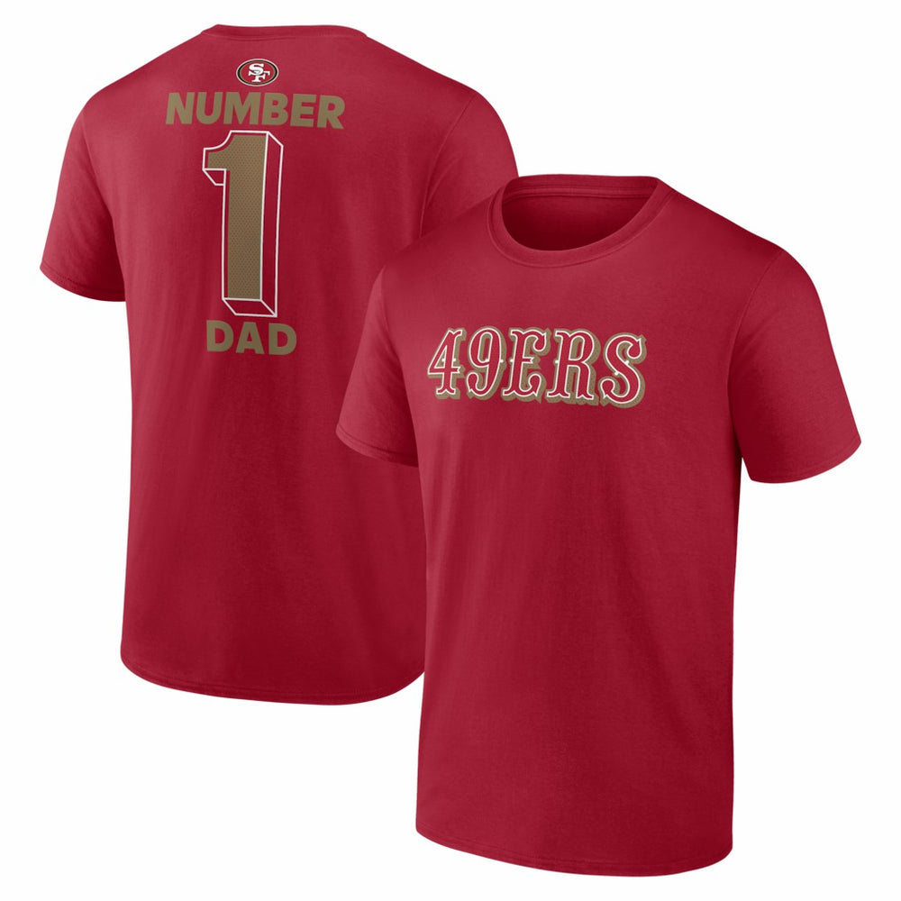San Francisco 49ers #1 Dad Jersey T-Shirt Scarlet - NFL
