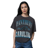 Carolina Panthers Starter Women's Oversized Hall of Fame T-Shirt Heather Black - NFL