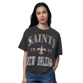 New Orleans Saints Starter Women's Oversized Hall of Fame T-Shirt Heather Black - NFL