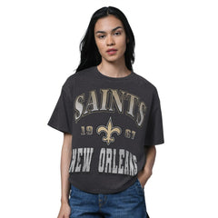 New Orleans Saints Starter Women's Oversized Hall of Fame T-Shirt Heather Black - NFL