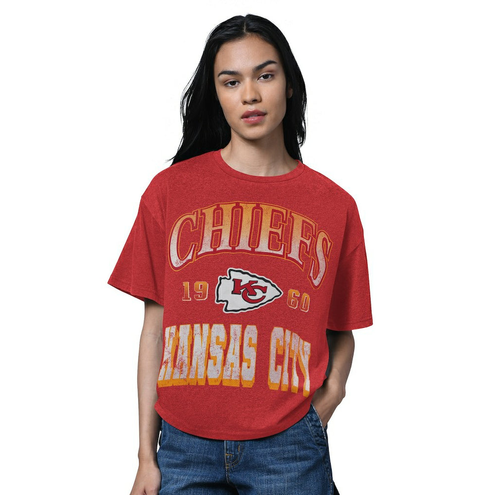 Kansas City Chiefs Starter Women's Oversized Hall of Fame T-Shirt Heather Red - NFL