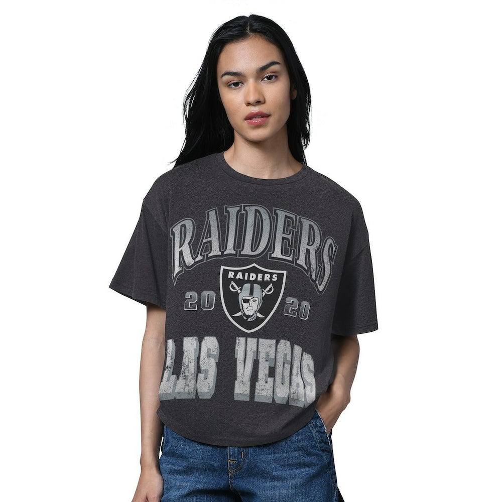 Las Vegas Raiders Starter Women's Oversized Hall of Fame T-Shirt Heather Black - NFL