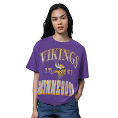 Minnesota Vikings Starter Women's Oversized Hall of Fame T-Shirt Heather Purple - NFL