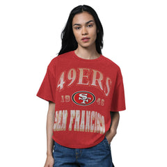 San Francisco 49ers Starter Women's Oversized Hall of Fame T-Shirt Heather Scarlet - NFL