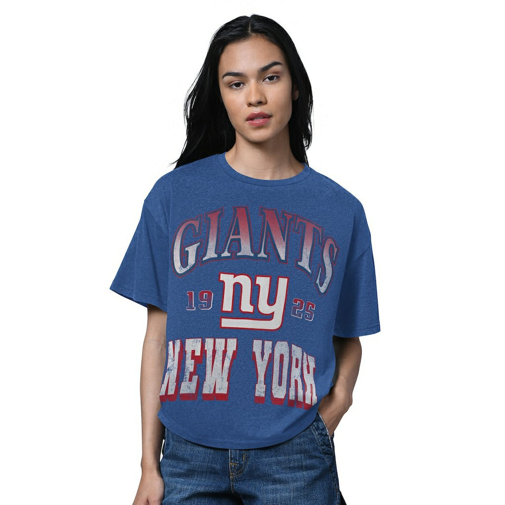 New York Giants Starter Women's Oversized Hall of Fame T-Shirt Heather Royal - NFL