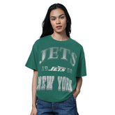 New York Jets Starter Women's Oversized Hall of Fame T-Shirt Heather Green - NFL