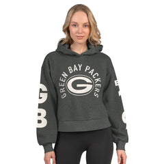 Green Bay Packers Starter Women's Star Player Cropped Fleece Pullover Hoodie Heather Charcoal - NFL