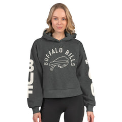 Buffalo Bills Starter Women's Star Player Cropped Fleece Pullover Hoodie Heather Charcoal - NFL