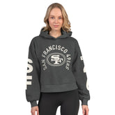 San Francisco 49ers Starter Women's Star Player Cropped Fleece Pullover Hoodie Heather Charcoal - NFL