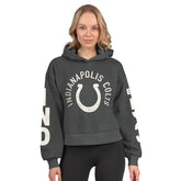 Indianapolis Colts Starter Women's Star Player Cropped Fleece Pullover Hoodie Heather Charcoal - NFL