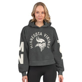 Minnesota Vikings Starter Women's Star Player Cropped Fleece Pullover Hoodie Heather Charcoal - NFL