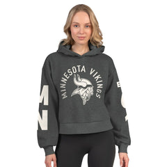 Minnesota Vikings Starter Women's Star Player Cropped Fleece Pullover Hoodie Heather Charcoal - NFL