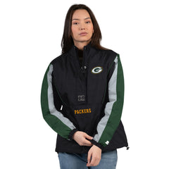 Green Bay Packers Starter Women's Thursday Night Gridiron Half-Zip Jacket Black/Green - NFL