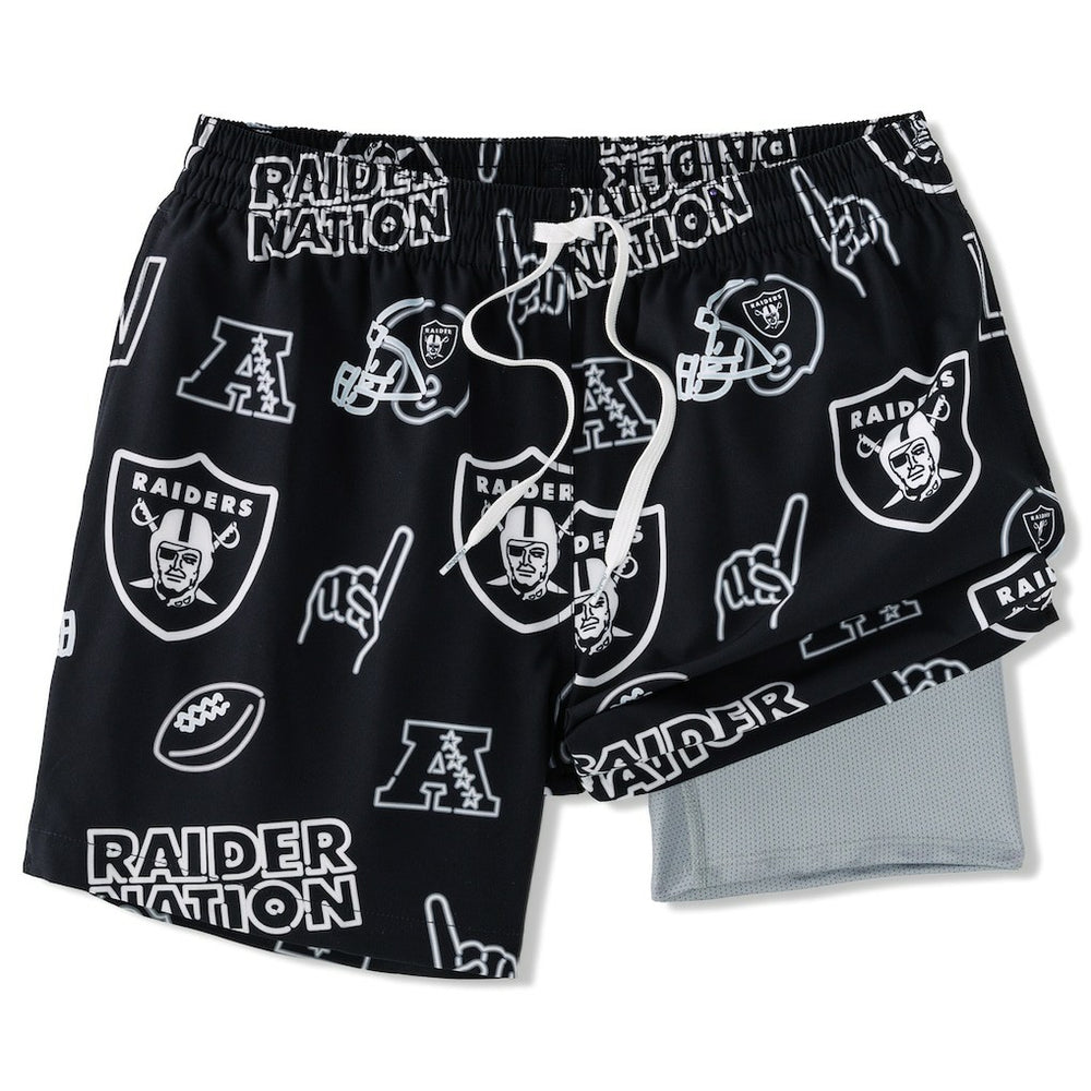 Las Vegas Raiders Chubbies The Neon 5.5" Classic Lined Swim Trunks Black - NFL