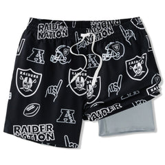 Las Vegas Raiders Chubbies The Neon 5.5" Classic Lined Swim Trunks Black - NFL