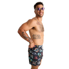 Miami Dolphins Chubbies The Neon 5.5" Classic Lined Swim Trunks Black - NFL