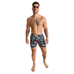 Miami Dolphins Chubbies The Neon 5.5" Classic Lined Swim Trunks Black - NFL