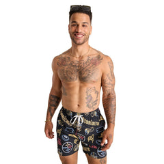 Pittsburgh Steelers Chubbies The Neon 5.5" Classic Lined Swim Trunks Black - NFL