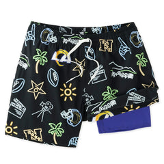 Los Angeles Rams Chubbies The Neon 5.5" Classic Lined Swim Trunks Black - NFL