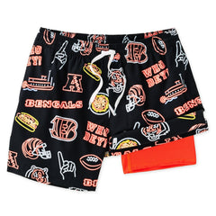 Cincinnati Bengals Chubbies The Neon 5.5" Classic Lined Swim Trunks Black - NFL