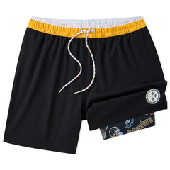 Pittsburgh Steelers Chubbies 5.5" Classic Lined Swim Trunks Black - NFL