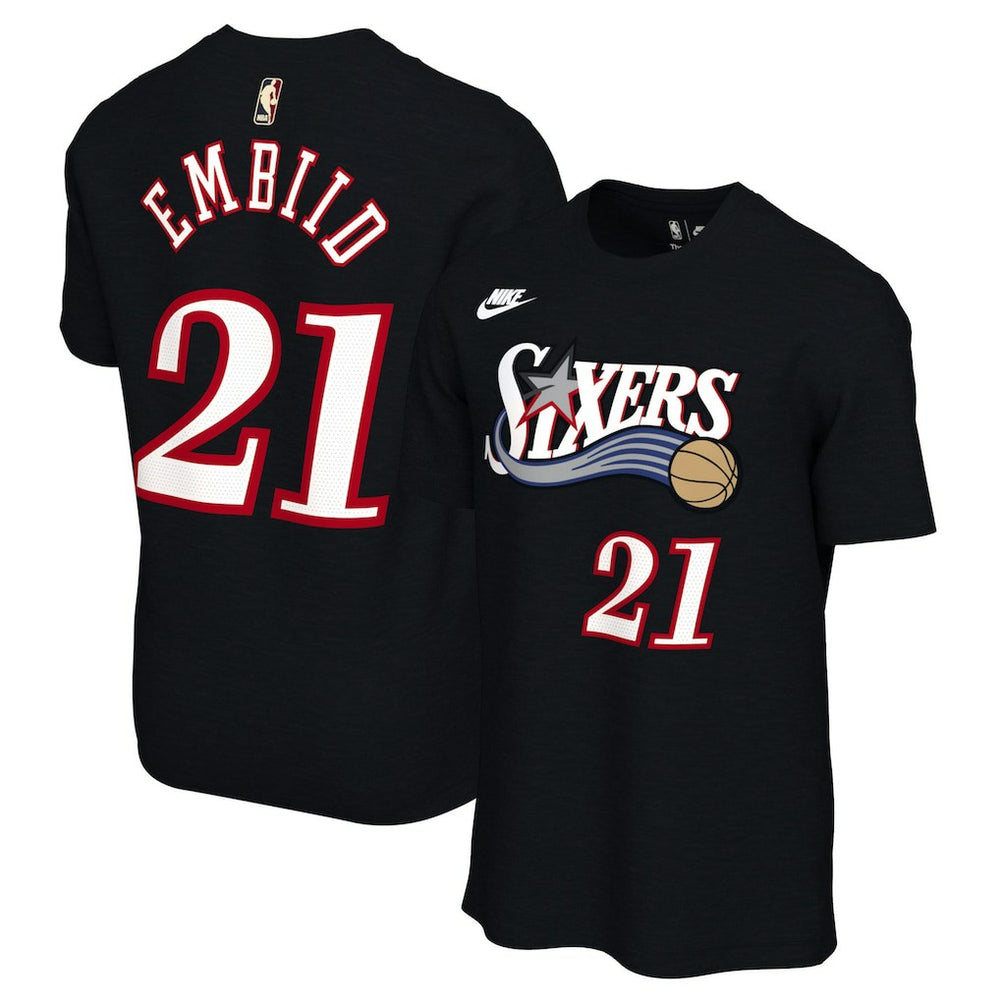 Nike - Joel Embiid Philadelphia 76ers Unisex Name & Number T-Shirt - Classic Edition - Black