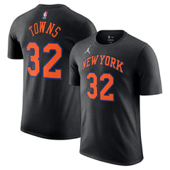 NBA - Karl-Anthony Towns New York Knicks Jordan Brand Unisex Name & Number T-Shirt - Statement Edition - Black