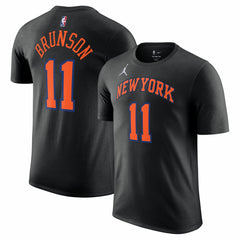 NBA - Jalen Brunson New York Knicks Jordan Brand Unisex Name & Number T-Shirt - Statement Edition - Black