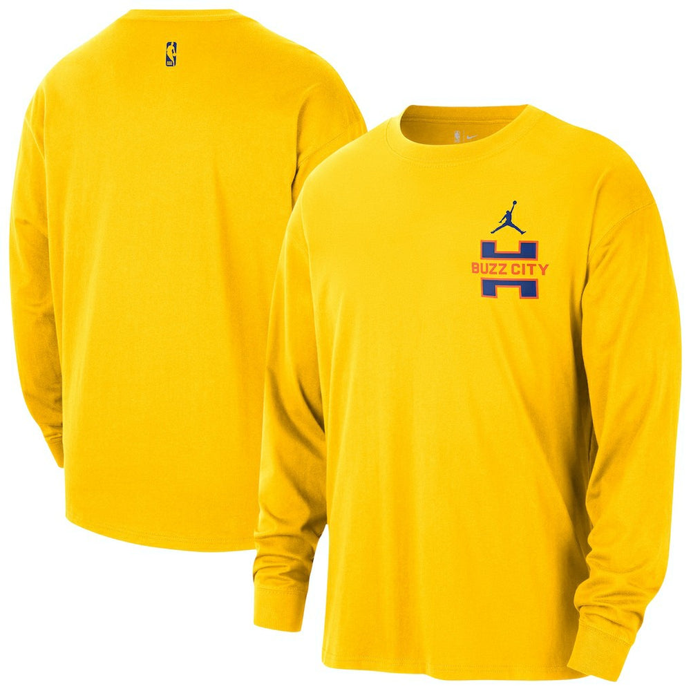 NBA - Charlotte Hornets Jordan Brand 2025/26 City Edition Remix Essential Logo Long Sleeve T-Shirt - Yellow