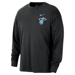 Nike - Miami Heat 2025/26 City Edition Remix Essential Logo Long Sleeve T-Shirt - Black