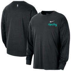 Nike - Portland Trail Blazers 2025/26 City Edition Remix Essential Logo Long Sleeve T-Shirt - Black