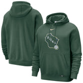 Nike - Milwaukee Bucks 2025/26 City Edition Essential Logo Remix Hoodie - Hunter Green