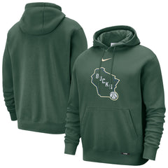 Nike - Milwaukee Bucks 2025/26 City Edition Essential Logo Remix Hoodie - Hunter Green