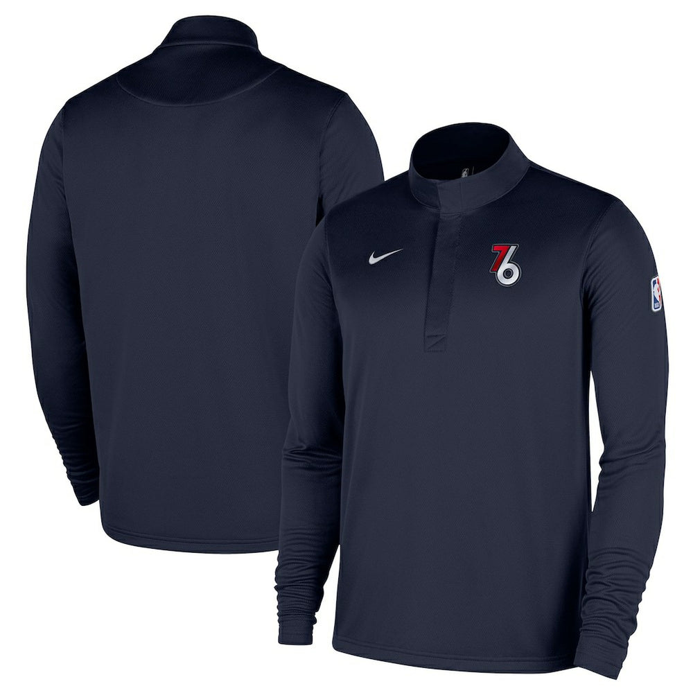 Nike - Philadelphia 76ers 2025/26 City Edition Remix Authentic Coaches Dri-FIT Half-Zip Pullover - Navy