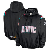 Nike - Memphis Grizzlies Hardwood Classics Therma-FIT Half-Zip Hooded Windbreaker - Black