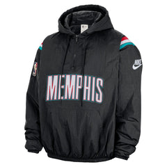 Nike - Memphis Grizzlies Hardwood Classics Therma-FIT Half-Zip Hooded Windbreaker - Black
