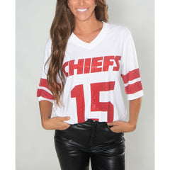 Kansas City Chiefs Cuce Women's Crystal V-Neck Tunic White - NFL