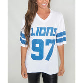 Aidan Hutchinson Detroit Lions Cuce Women's Crystal V-Neck Tunic White - NFL