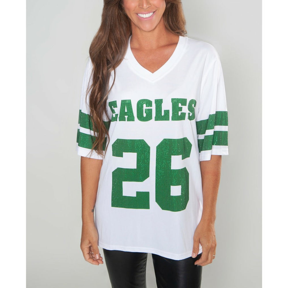 Saquon Barkley Philadelphia Eagles Cuce Women's Crystal V-Neck Tunic White - NFL