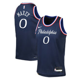 Nike - Tyrese Maxey Philadelphia 76ers Youth 2025/26 City Edition Swingman Jersey - Navy