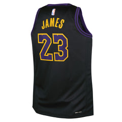 Nike - LeBron James Los Angeles Lakers Youth 2025/26 City Edition Swingman Jersey - Black