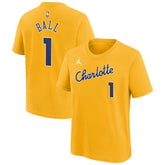 Nike - LaMelo Ball Charlotte Hornets Youth 2025/26 City Edition Name & Number T-Shirt - Yellow