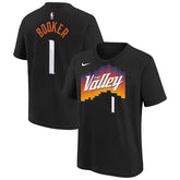 Nike - Devin Booker Phoenix Suns Youth 2025/26 City Edition Name & Number T-Shirt - Black