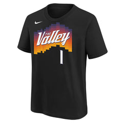 Nike - Devin Booker Phoenix Suns Youth 2025/26 City Edition Name & Number T-Shirt - Black