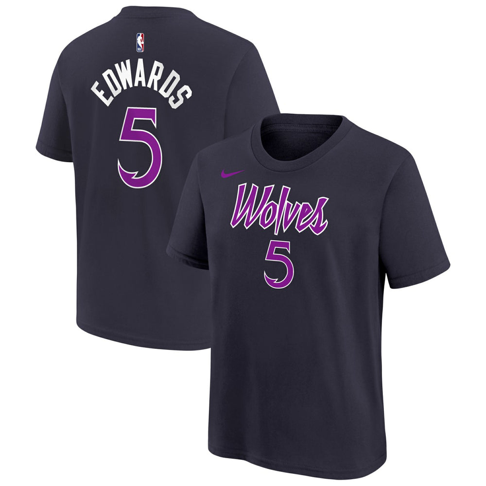 Nike - Anthony Edwards Minnesota Timberwolves Youth 2025/26 City Edition Name & Number T-Shirt - Purple
