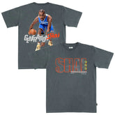 NBA - Shai Gilgeous-Alexander Oklahoma City Thunder SLAM Unisex February/March 2025 Cover Graphic Remix T-Shirt - Charcoal