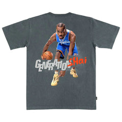 NBA - Shai Gilgeous-Alexander Oklahoma City Thunder SLAM Unisex February/March 2025 Cover Graphic Remix T-Shirt - Charcoal